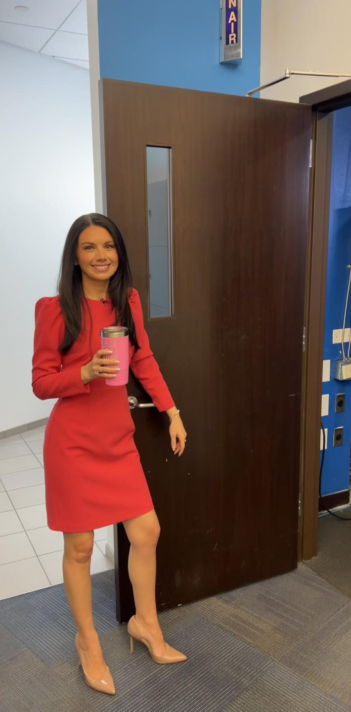 hey pretty lady with the red dress on Hey! We're air right now! Who's up us? Wake up and tune in to WFSB buy Weill Paris dress online