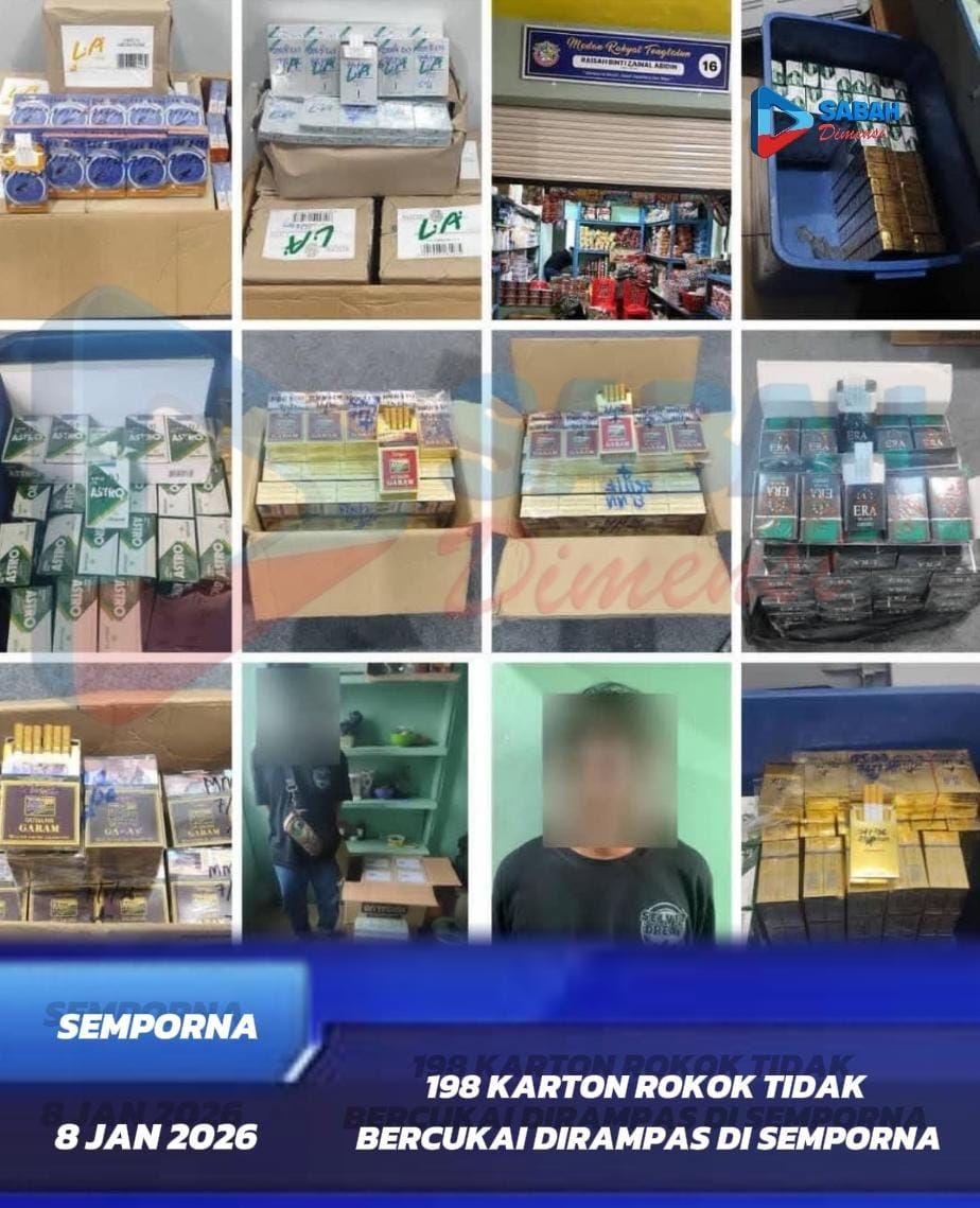 SABAH - 198 KARTON ROKOK TIDAK BERCUKAI DIRAMPAS DI SEMPORNA SEMPORNA ...