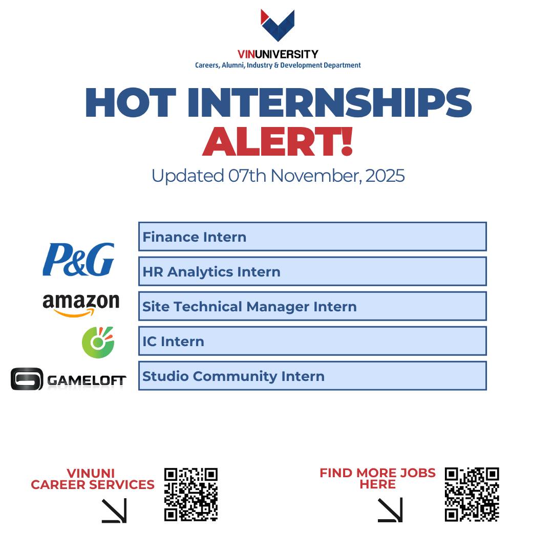 🌟 [𝐇𝐎𝐓 𝐎𝐏𝐏𝐎𝐑𝐓𝐔𝐍𝐈𝐓𝐈𝐄𝐒!] 𝟎𝟕𝐭𝐡... - VinUni Career Success | Facebook