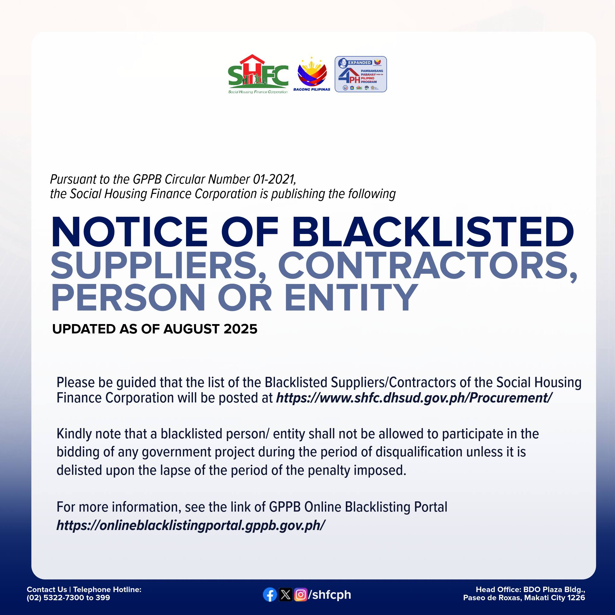 Social - 𝗡𝗼𝘁𝗶𝗰𝗲 𝗼𝗳 𝗕𝗹𝗮𝗰𝗸𝗹𝗶𝘀𝘁𝗲𝗱 | Pursuant to the Government Procurement ...