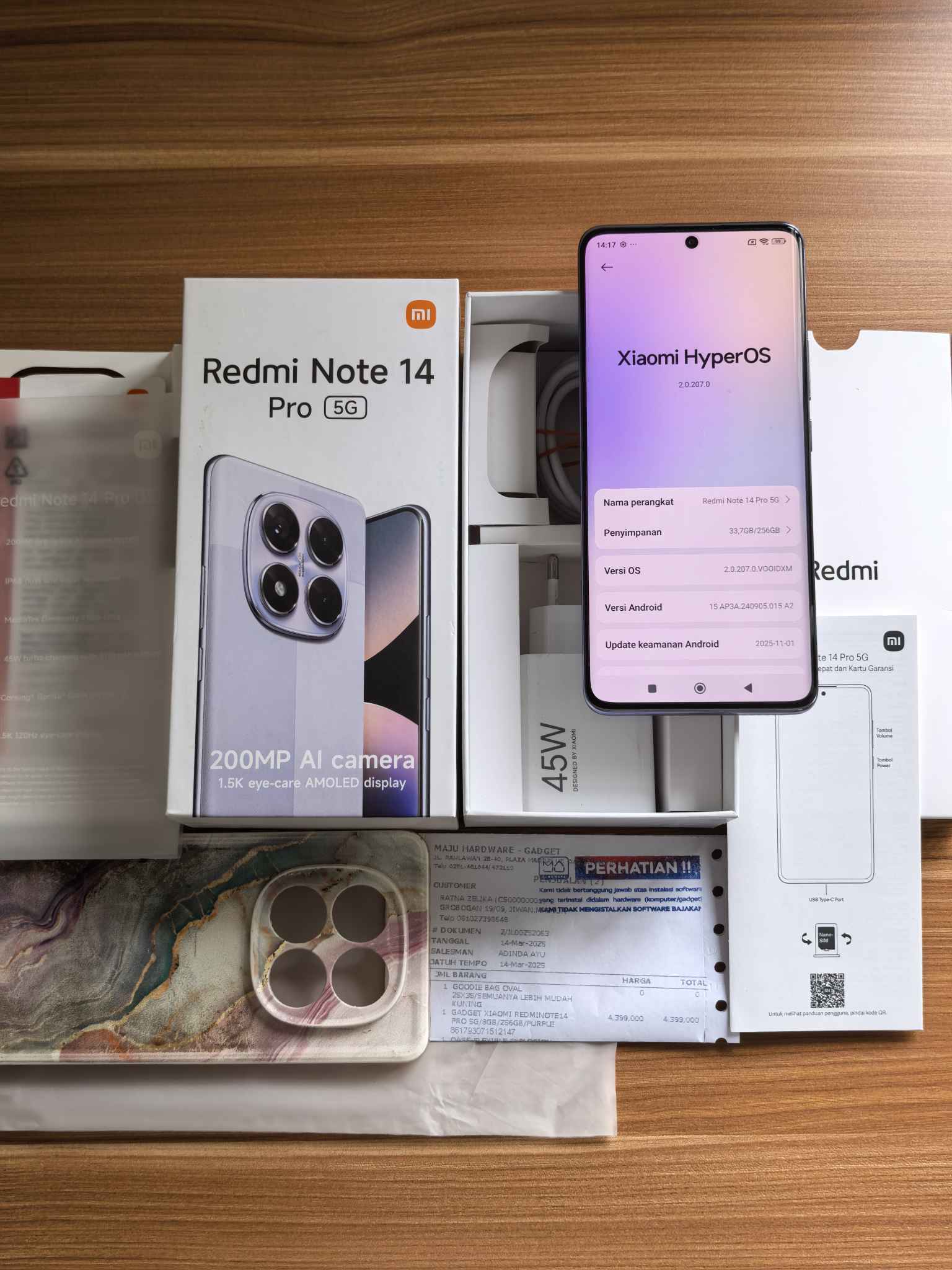 Redmi Note 14 Pro 5G 8/256GB Resmi Purple Fullset Ori Mulus Nominus ...