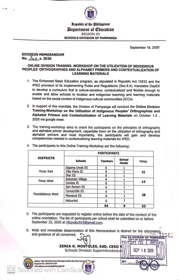 DIVISION MEMORANDUM NO.... - DepEd Pampanga - Records Unit