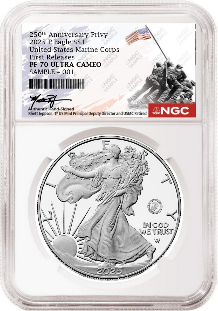 2025-P Proof $1 American Silver Eagle – Marine Corps Privy Mark – NGC PF69UC ER Military
