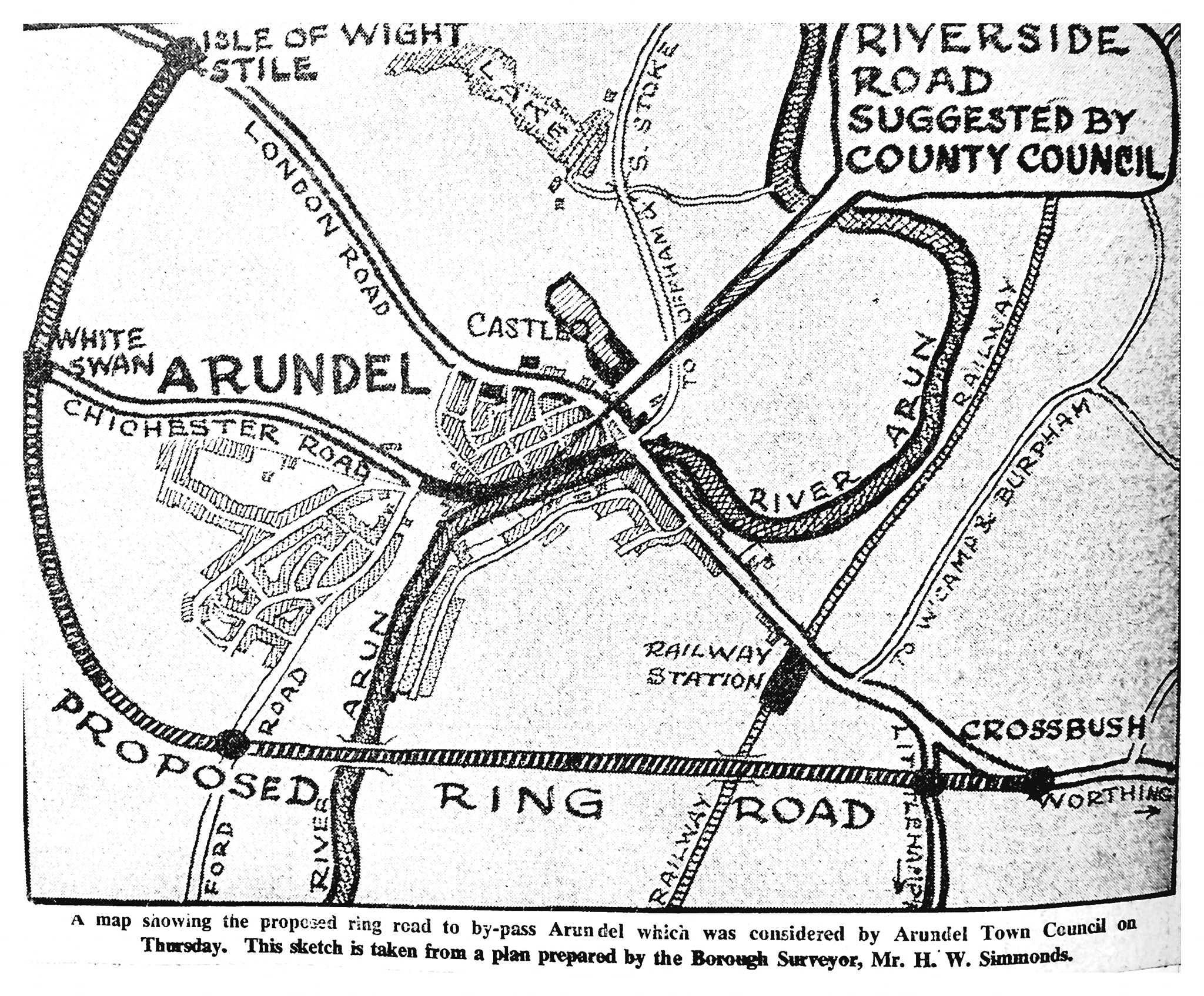 Arundel - Arundel Ring Road proposal from the 1960s. See also: https ...