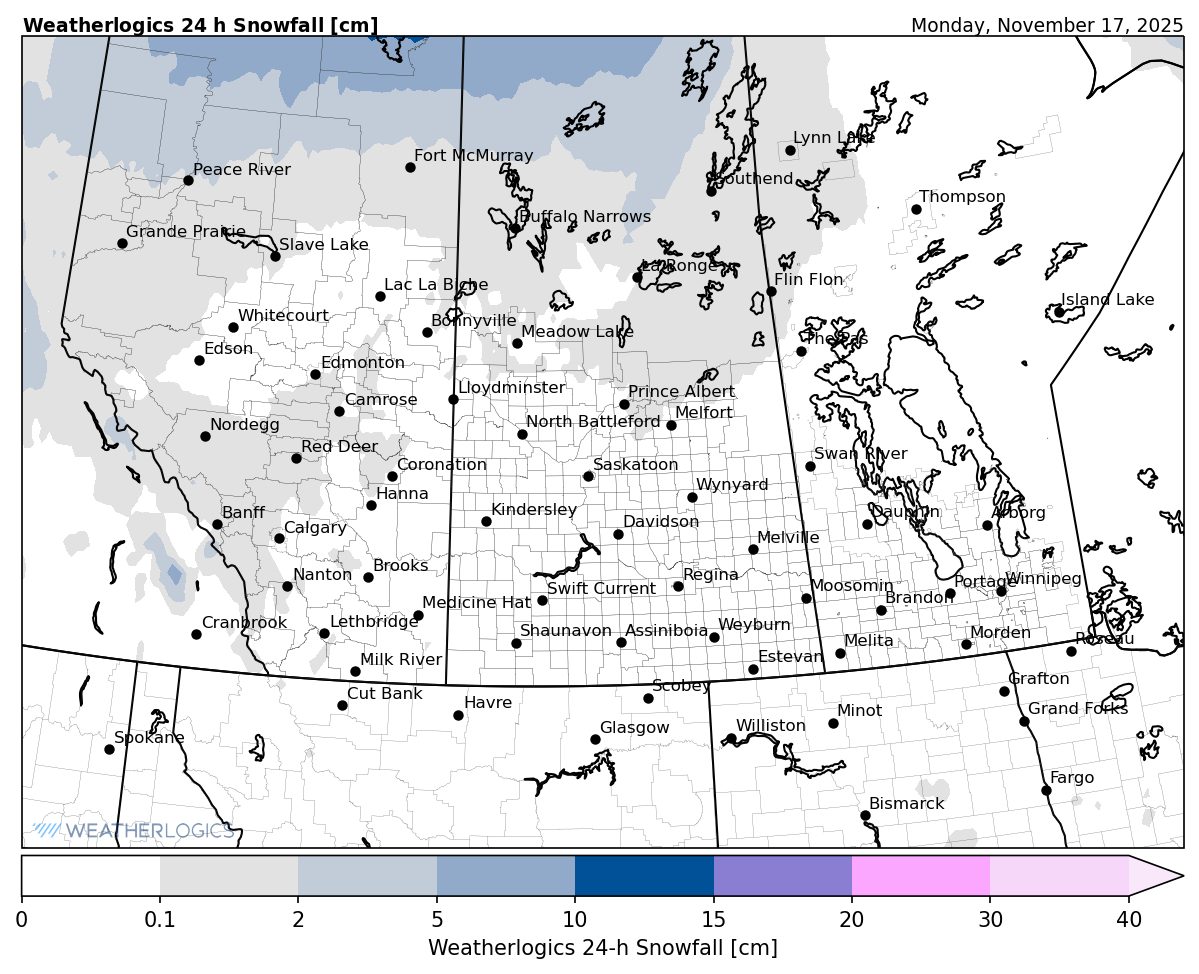 Weatherlogics - Here is our snow forecast map for tomorrow - Monday ...