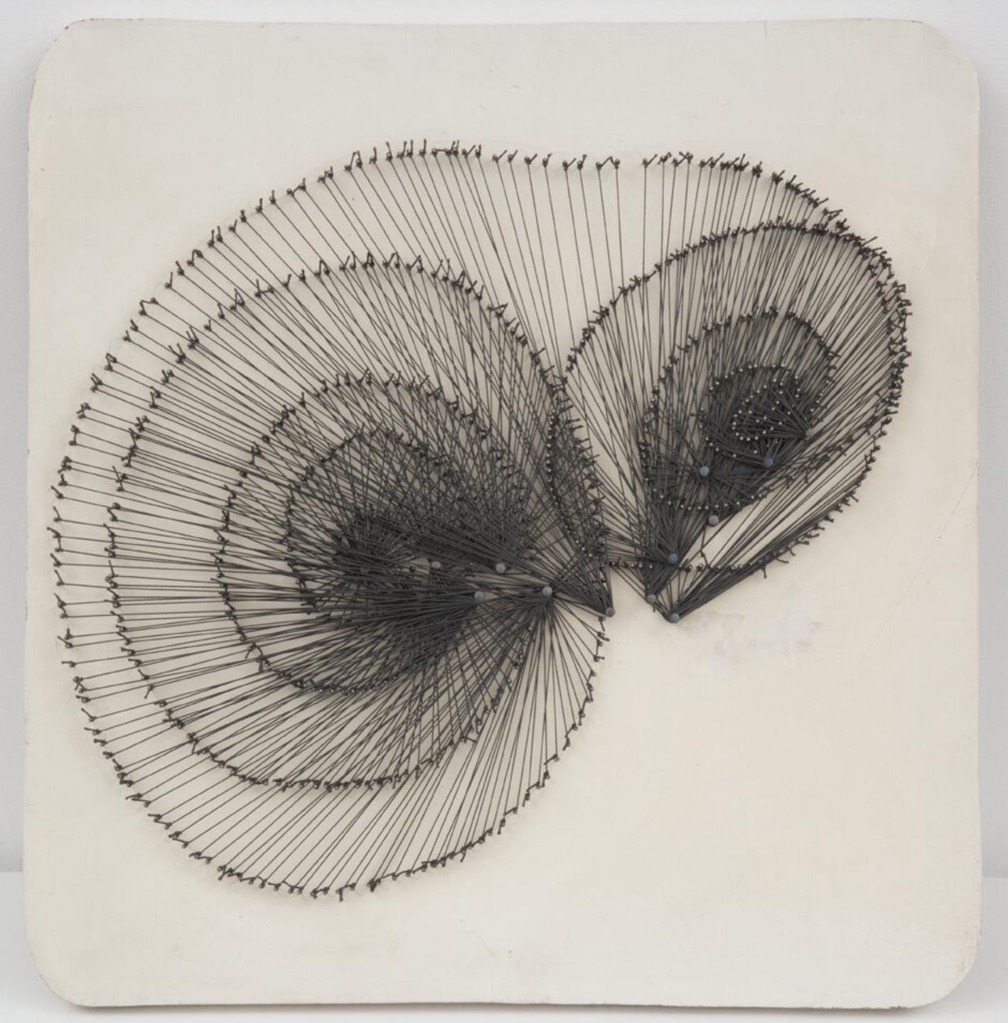 Kazuko Miyamoto Spirals 1998 nails and string on board @Zürcher