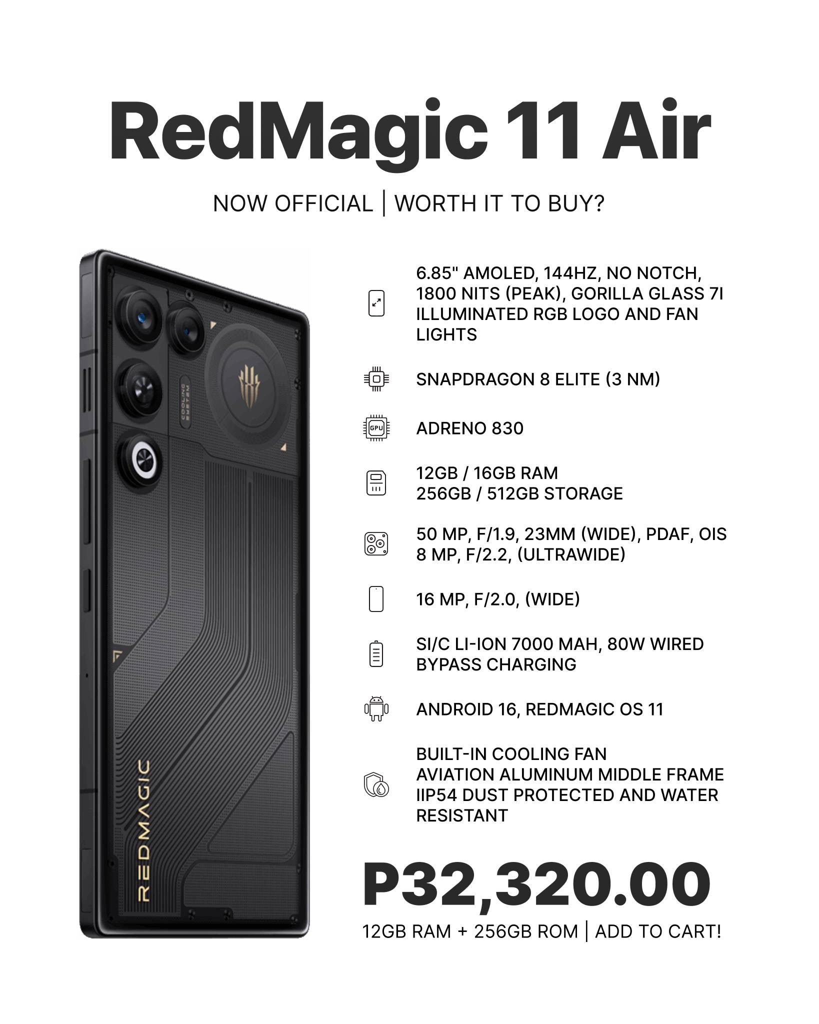 RedMagic 11 Air is now official!! ? Now listed: https://s.lazada 