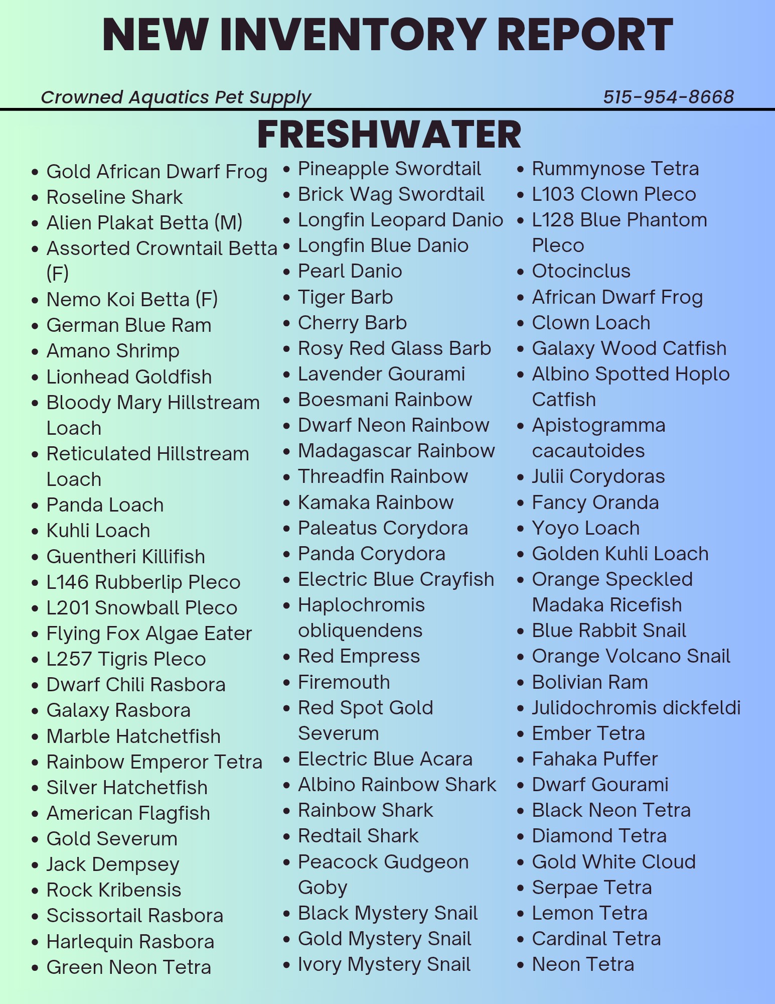 New fish are here!! Check... - Crowned Aquatics Pet Supply | Facebook