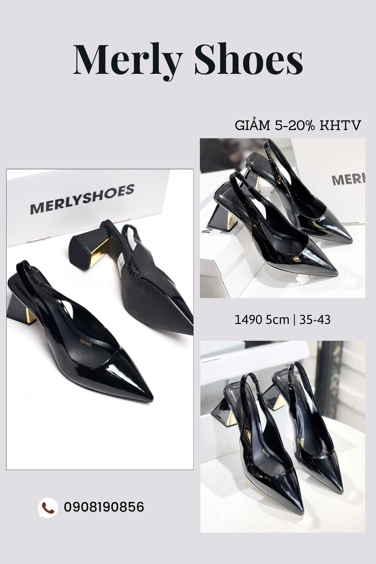 Giày - Giày cao gót mũi nhọn #6cm, đế vuông êm chân, em này mang đi ...