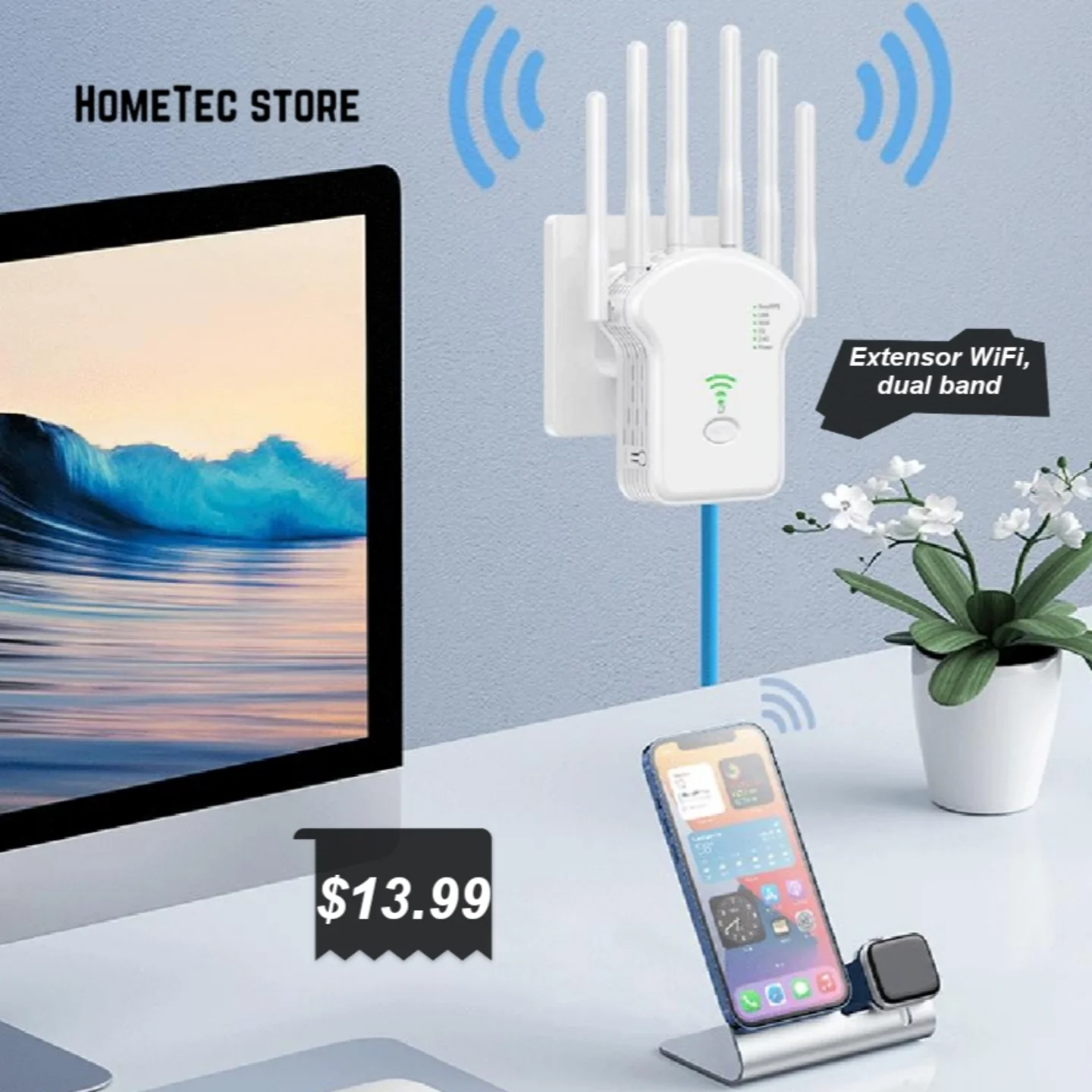 Hometec - Mini router , repetidor doble banda, fácil de configurar ...