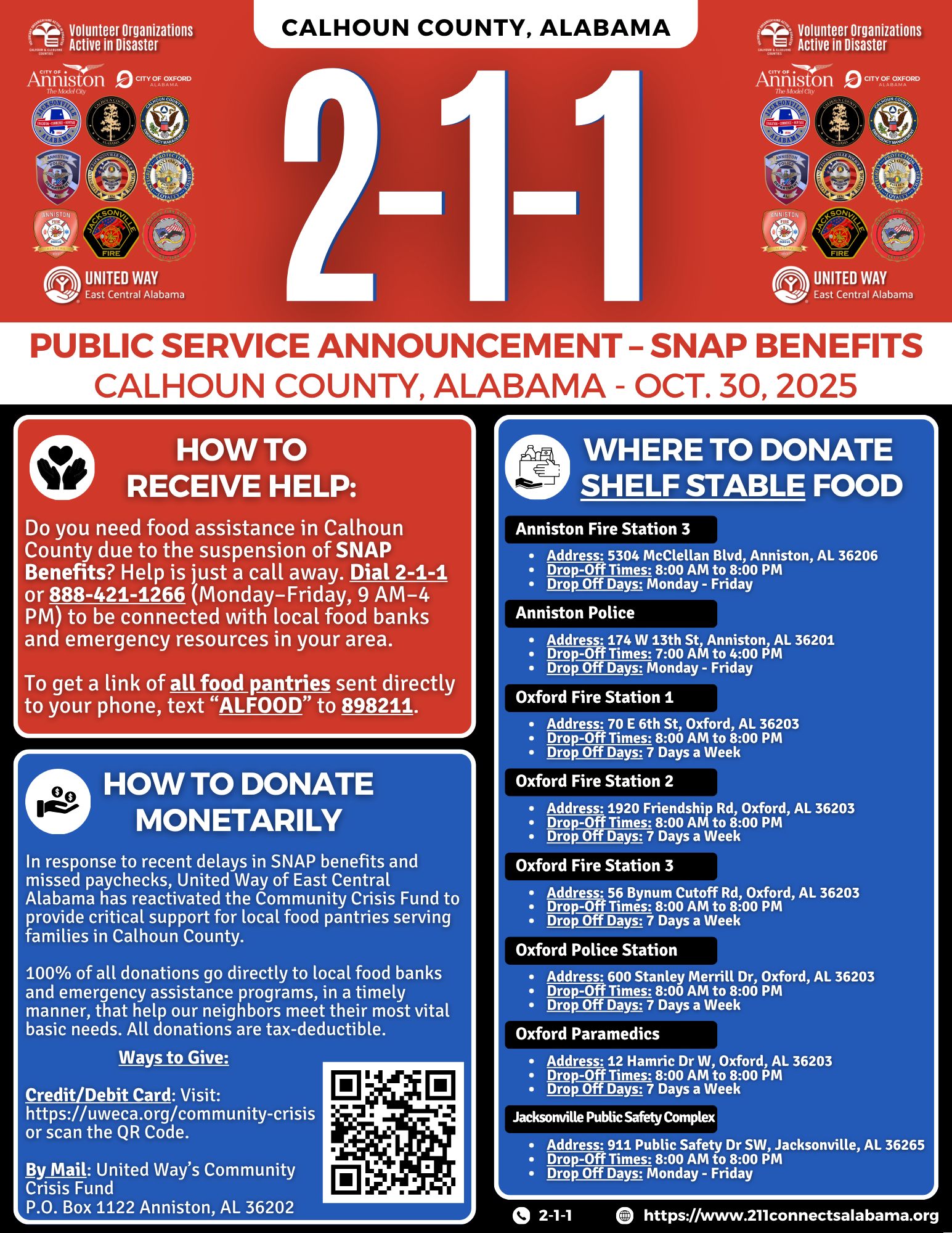 The City - #PSA: SNAP BENEFITS UPDATE - CALHOUN COUNTY, ALABAMA | 10/30 ...