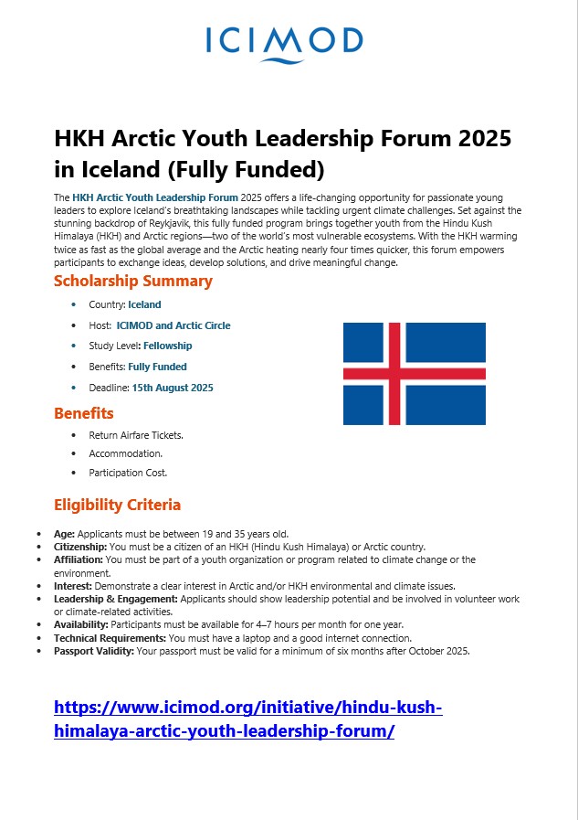 Scholarship - HKH Arctic Youth Leadership Forum 2025 in Iceland 🇮🇸 ...
