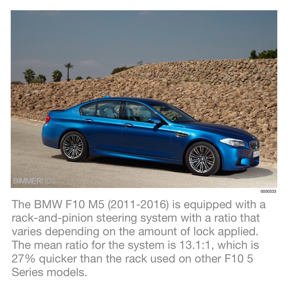 BIMMERtips - The BMW F10 M5 (2011-2016) is equipped with a rack-and ...