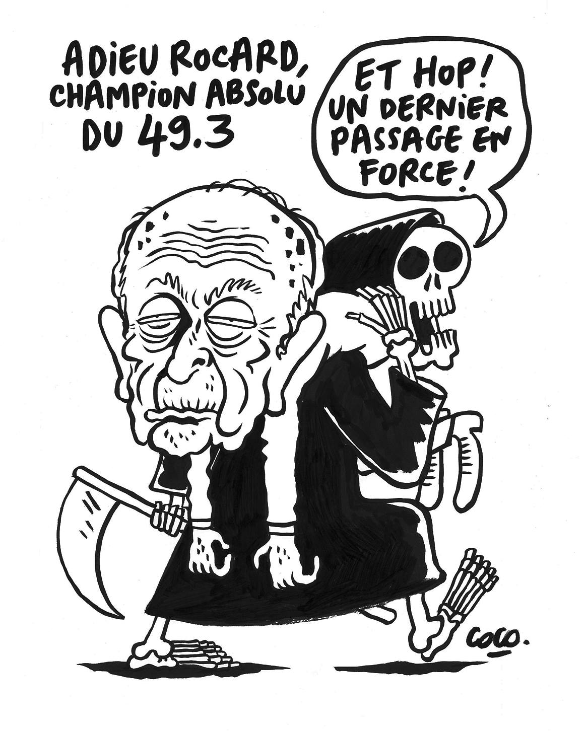 Charlie Hebdo Michel Rocard Passe Le 49 3 A Gauche Le Dessin Du Jour Par Coco Facebook