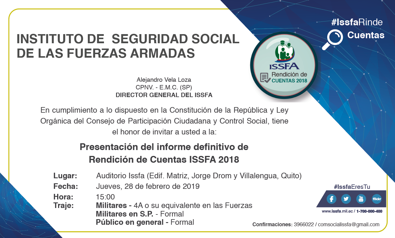 Issfa Ecuador - [INVITACIÓN] ️ 28/Febrero - 15H00 A los...