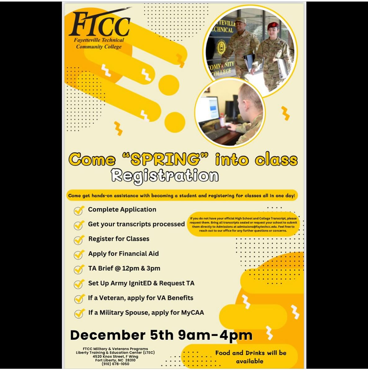 FTCC Military and Veteran Programs | Fayetteville NC