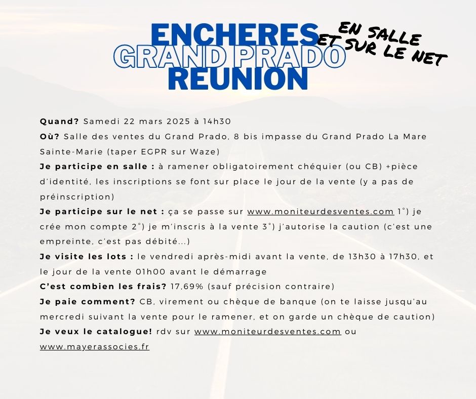 👋👋📣📣Vente mixte du... - Enchères Grand Prado Réunion - EGPR | Facebook