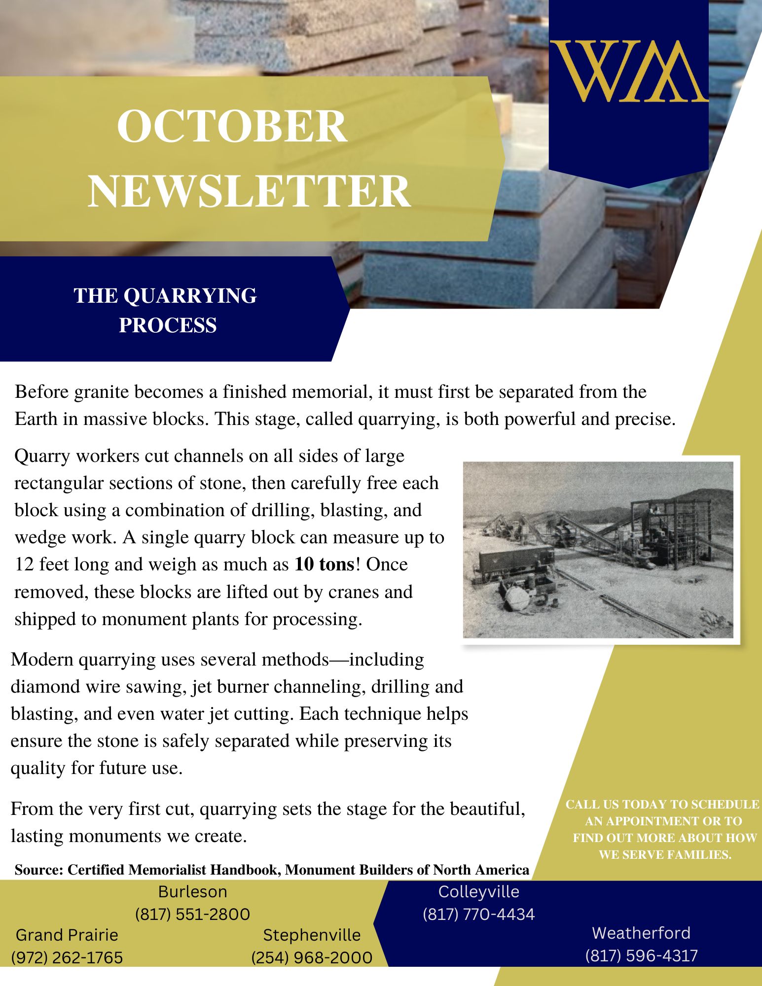 🪨 October Newsletter: The... - Worthington Monuments | Facebook
