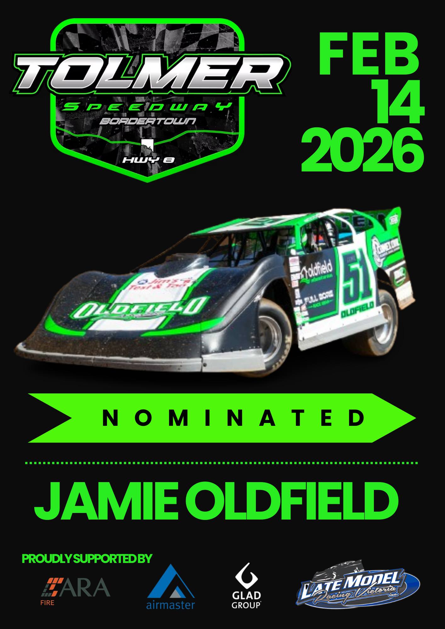 🔒 LOCKED IN 🔒 Jamie Oldfield... - Late Model Racing Victoria | Facebook