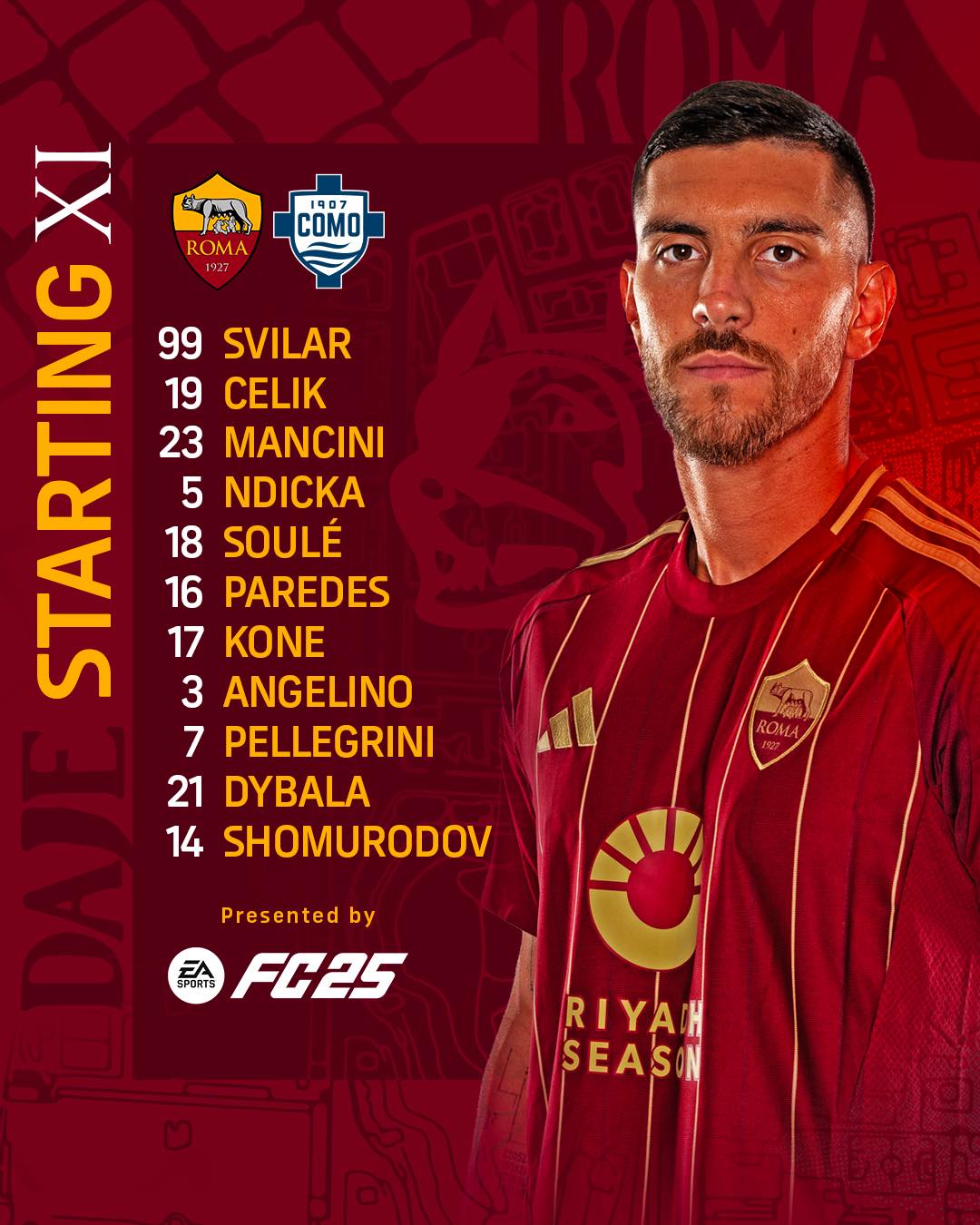 AS Roma - 📋 | Our Starting XI for #RomaComo FORZA ROMA...