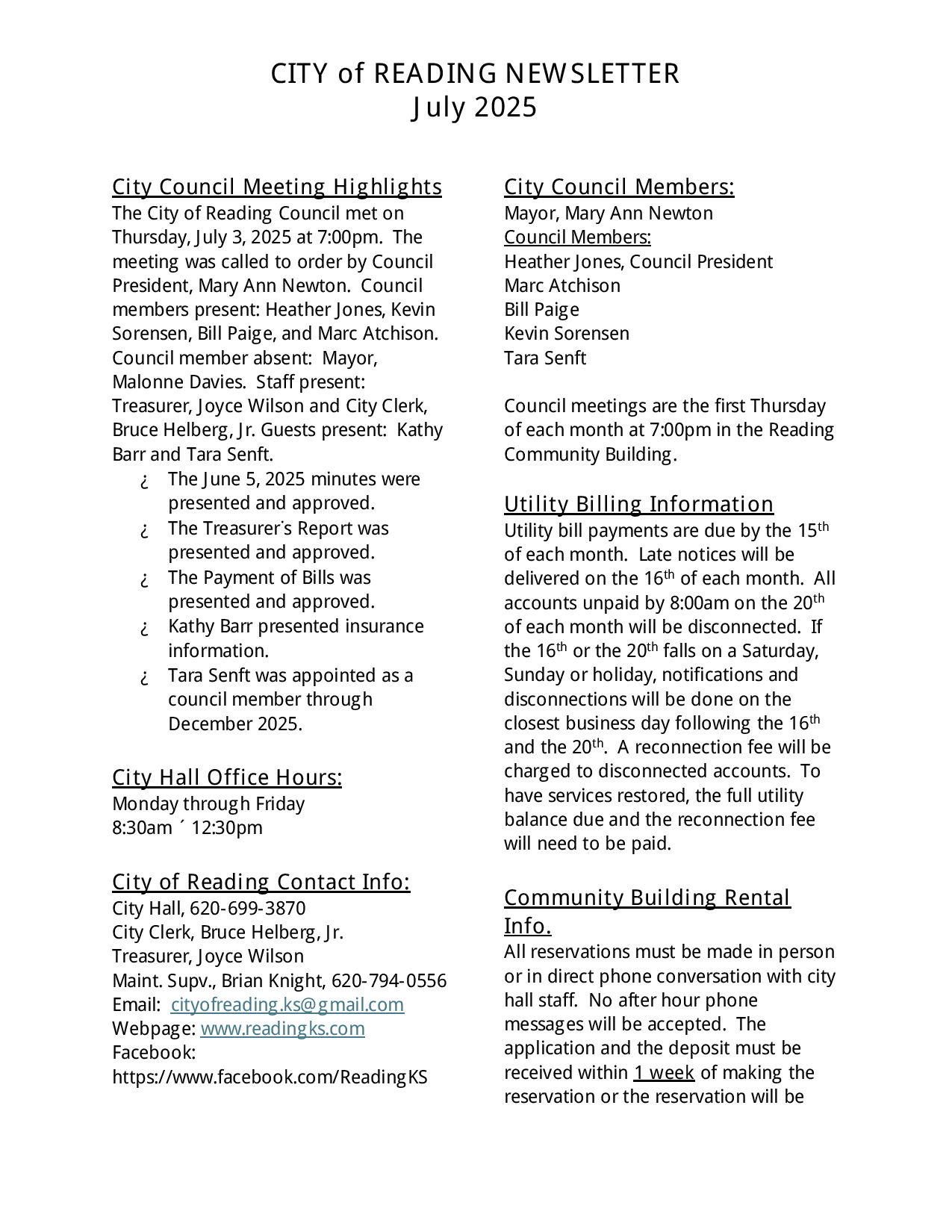 Reading, Kansas | Reading KS