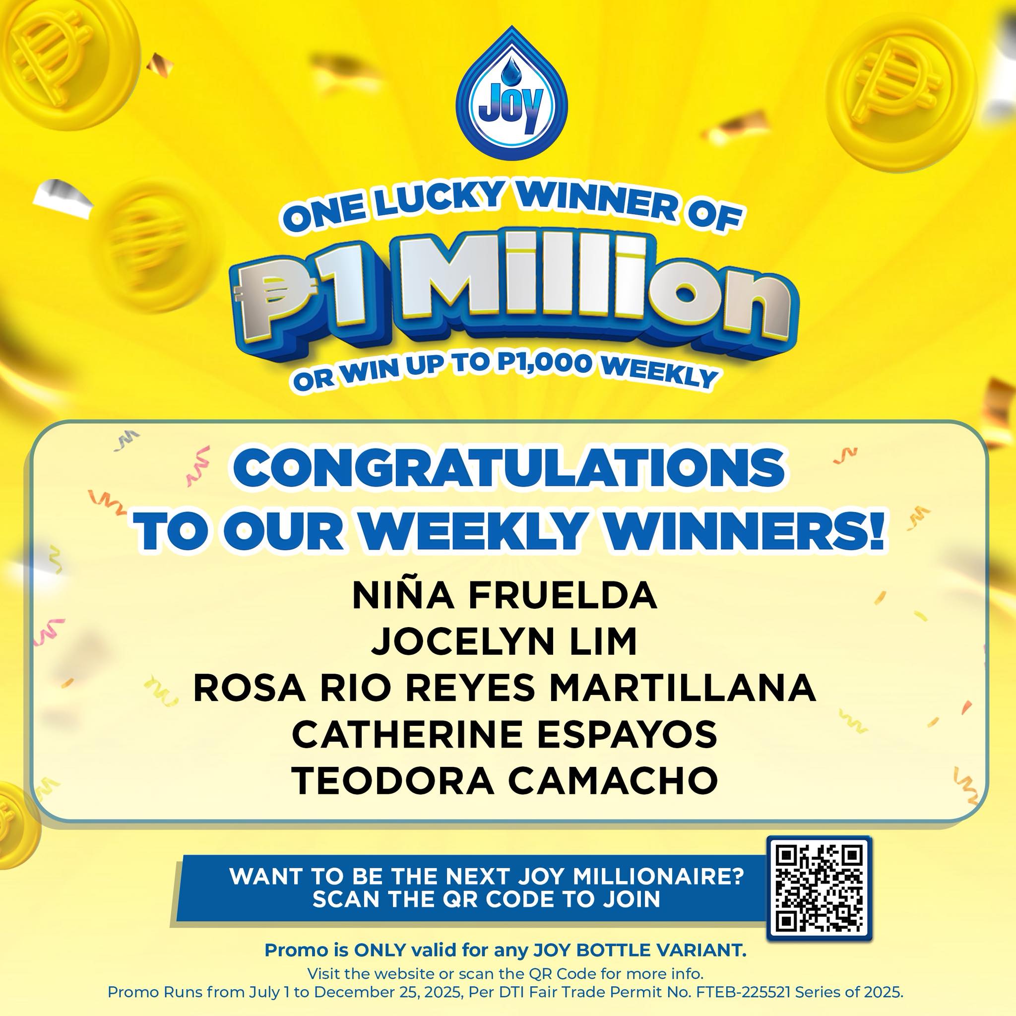 Joy - Congratulations to our weekly raffle winners! 💛🫧 Please wait to ...