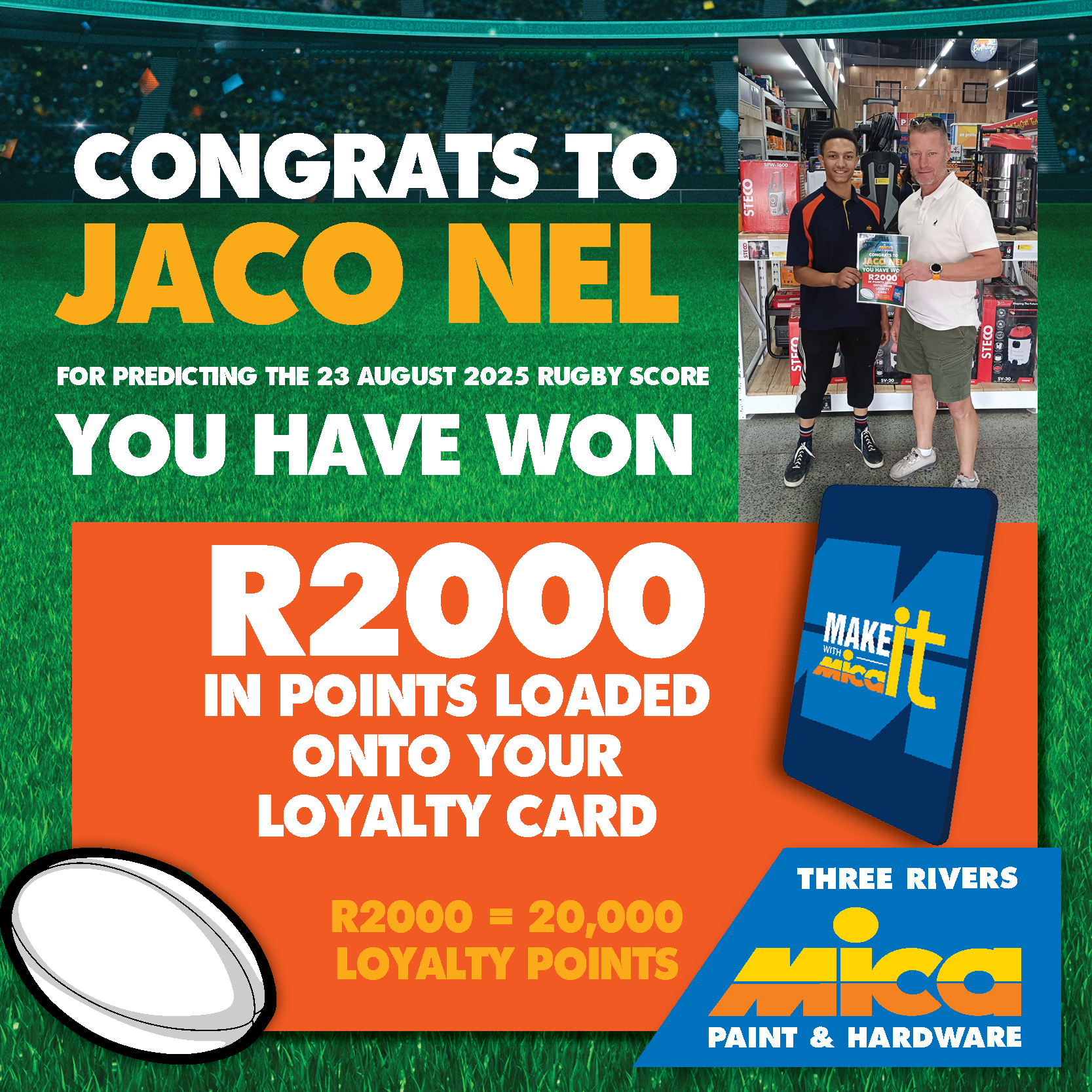 🎉 Congrats, Jaco Nel! 🎉 Winner at... - Three Rivers Mica | Facebook