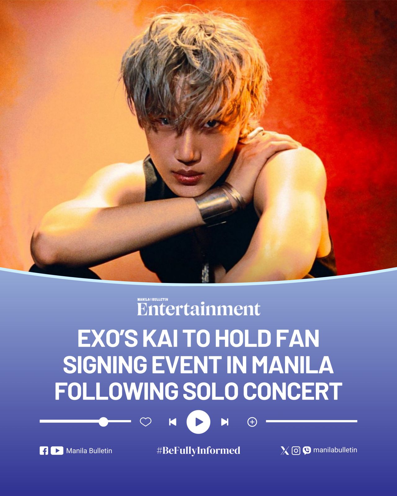 Manila - Kai, a member of K-pop boy band EXO, will be holding a fan ...