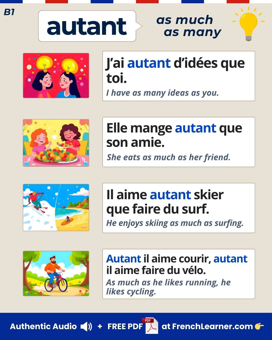 FrenchLearner - 💡 Autant – a super useful B1 word! 🎧 Listen to clear ...