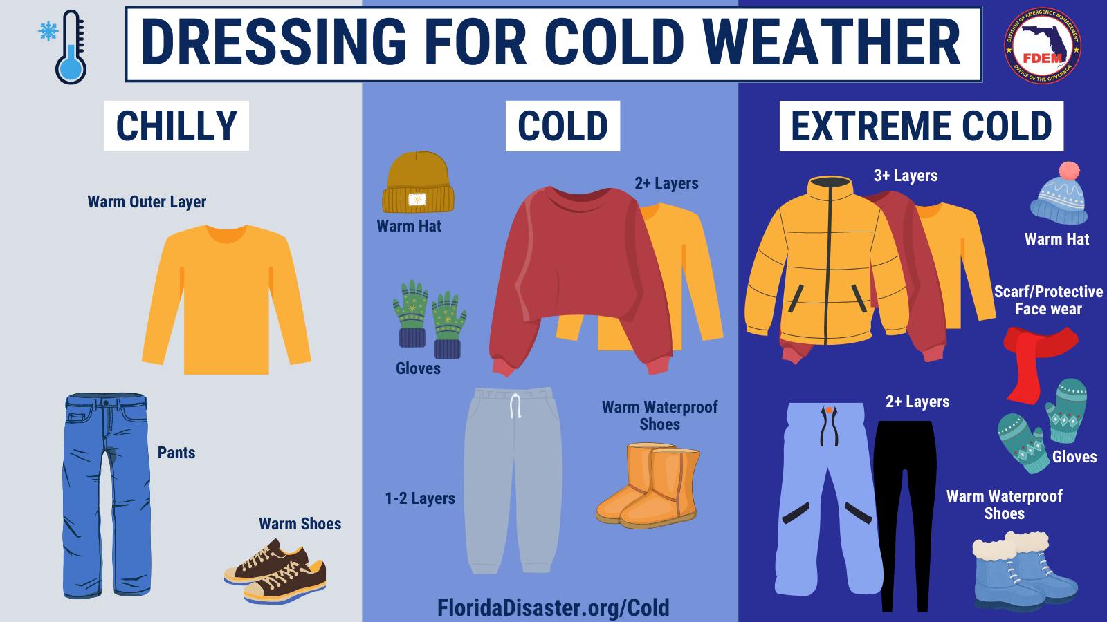 florida dress in layers ❄️ With colder temperatures expected for North FL tonight, remember to appropriately. We encourage everyone to take precautions by wearing warm, layered clothing & limiting exposure to the cold summer florida outfits