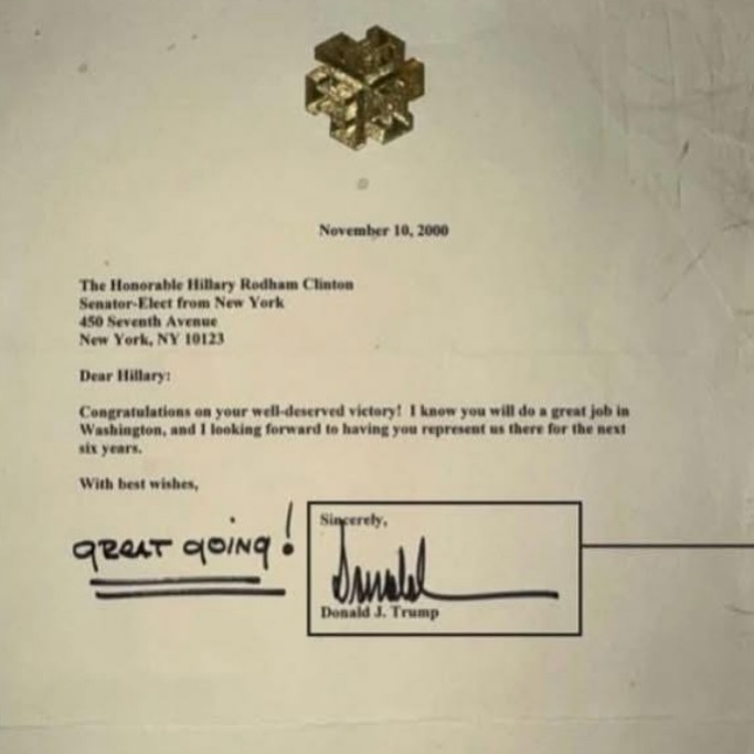 The Ghost - Look who Donald sent a letter to in 2000. 🤣🤣 HILLARY ...