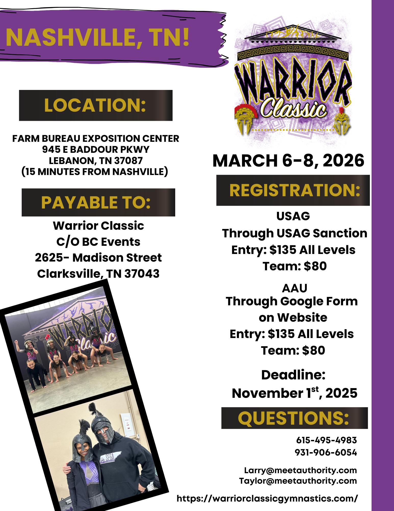 📣 Mark Your... - Warrior Classic Gymnastics Competition | Facebook