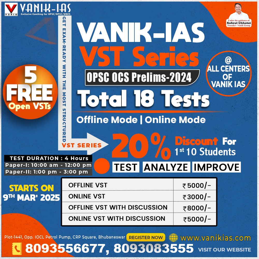 VANIK IAS - 🚀 Ace OPSC OCS Prelims-2024 with VANIK-IAS VST Series! 🚀 ...