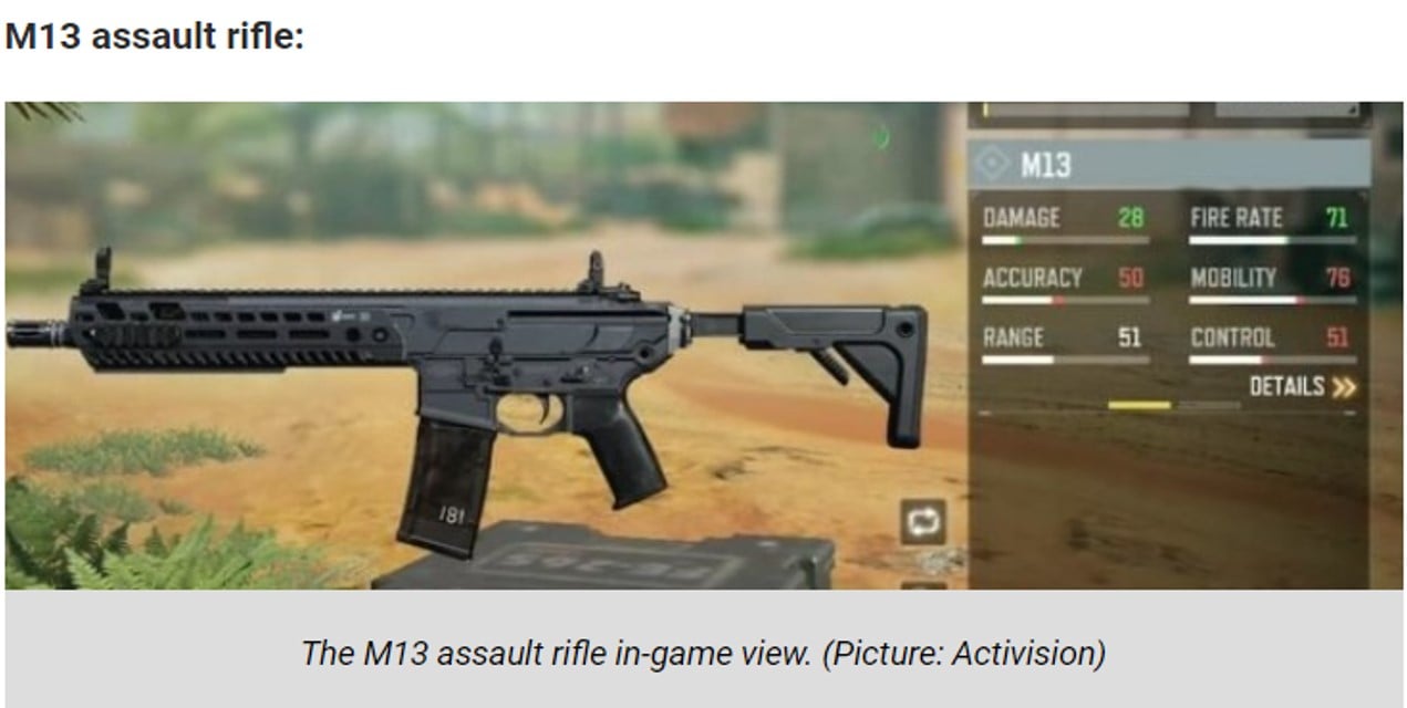 Lazy - M13: It is a fully automatic assault rifle that deals with low ...