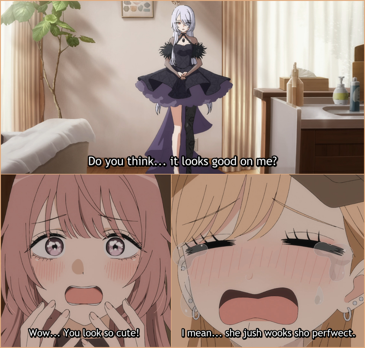 my dress up darling cute moments Both of these reactions are to adorable! 😊 Anime: Dress-Up S2 Women's Size:Euro 43 = US 11 cut outs dti theme: club 🪩🔊🍾 Romance anime