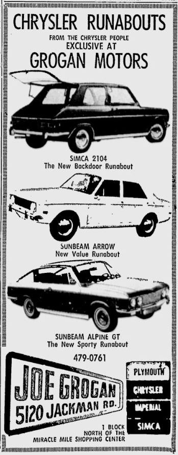 1969 Simca, Sunbeam Arrow, Sunbeam... - Newspaper Car Ads | Facebook