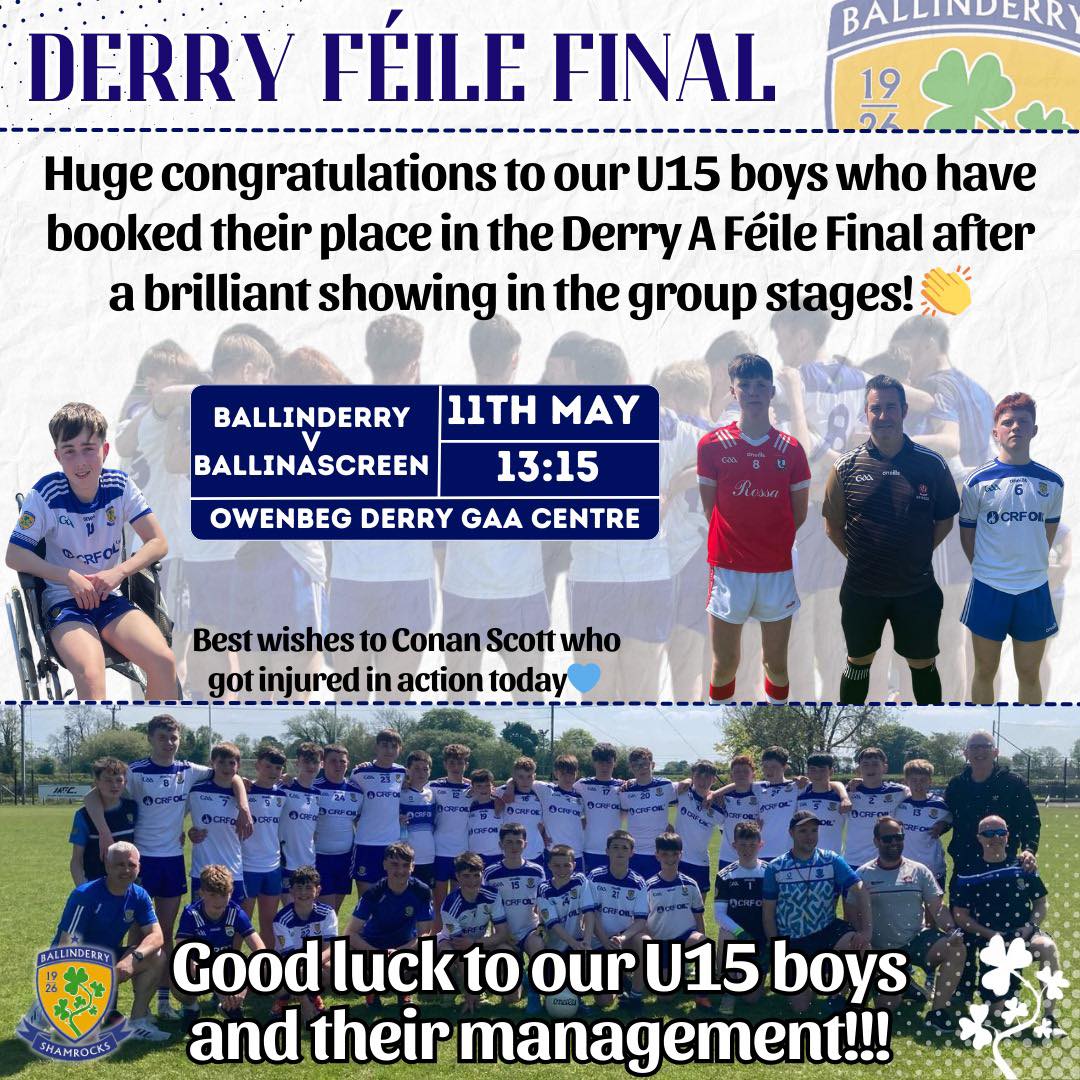 Ballinderry - 🔵⚪ Derry A Féile Final Bound! ⚪🔵 Huge congratulations to ...