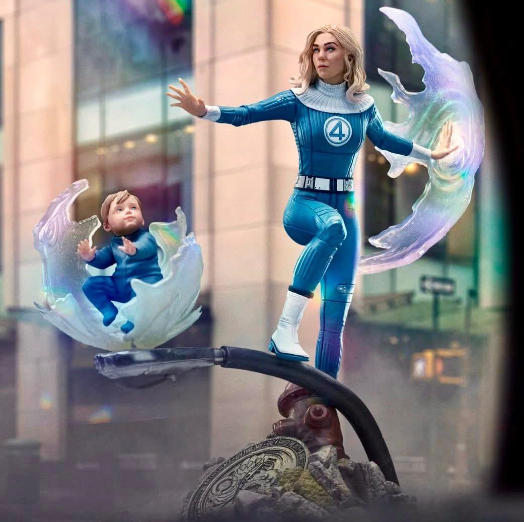 Statue Collection Fantastic Four - Invisible Woman Et Franklin - Iron Studios Minico PVC 14,8 Cm
