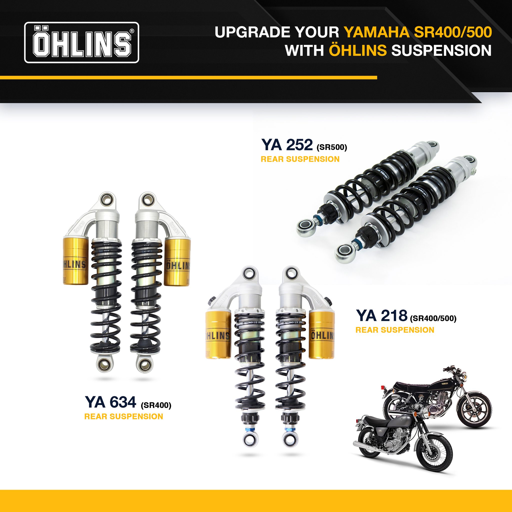 สัมผัสสมรรถนะขั้นสุดของ Yamaha SR400 และ SR500 ด้วยโช้คอัพ Öhlins