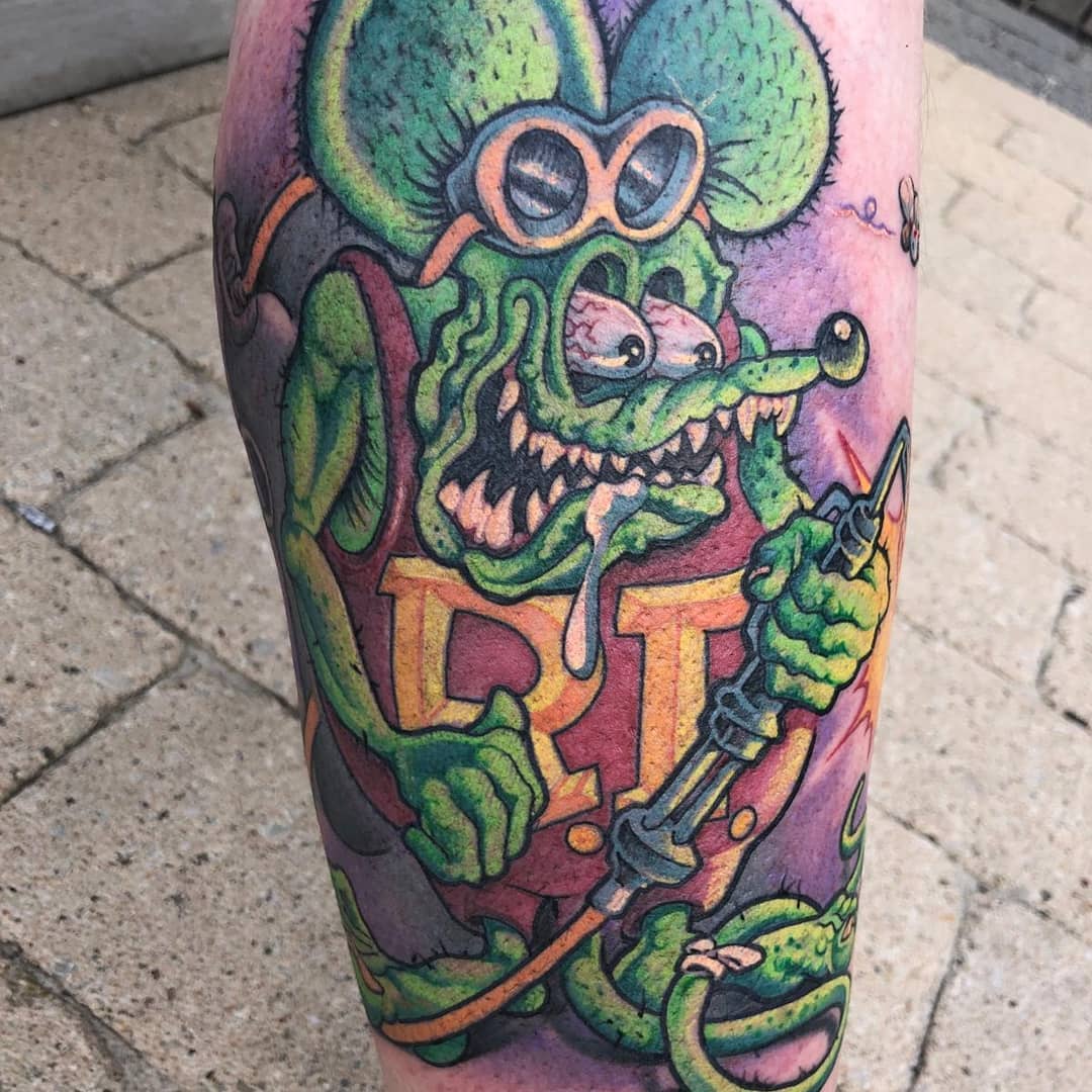 Rat Fink full color tattoo by Gerrit Ter Maat