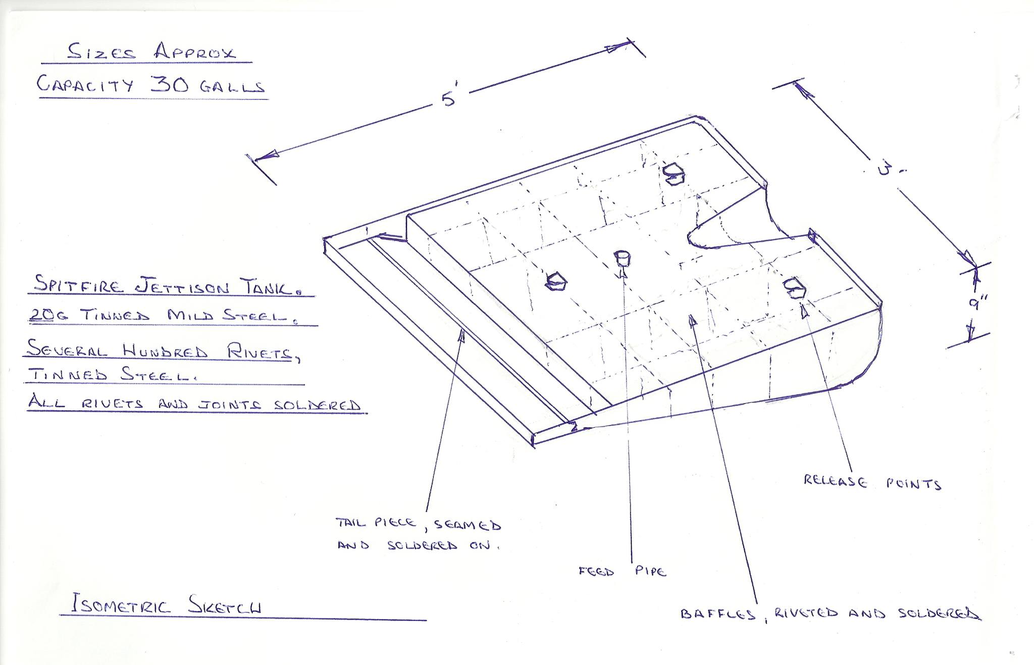 Spitfire - Don's drawings of the 30 gallon jettison tanks he helped to ...