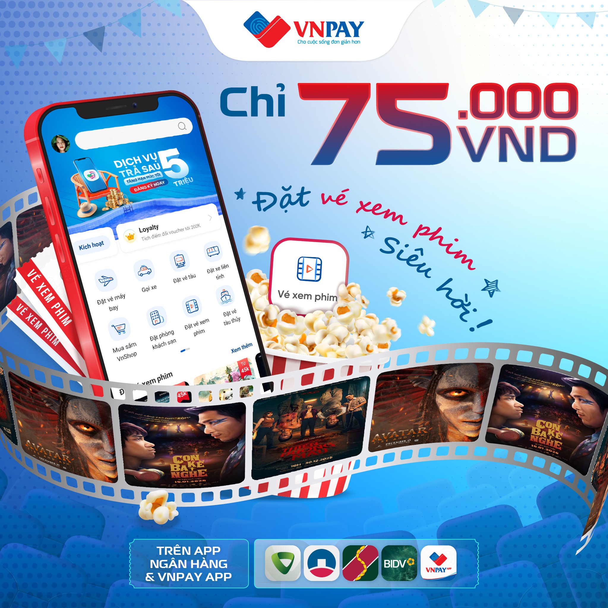 VNPAY - Vé xem phim rẻ bất ngờ đồng giá 75K 🔥 Đặt vé trên... | Facebook