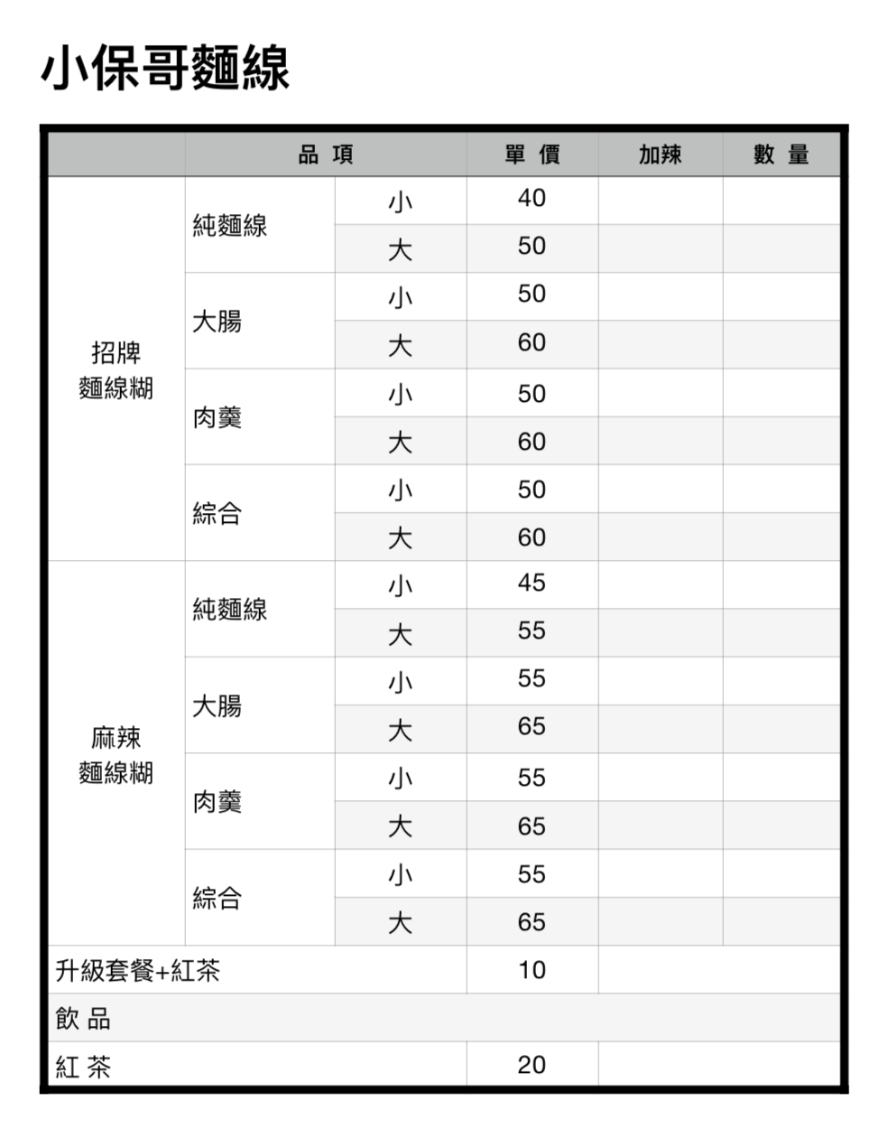 小保哥麵線 小保哥麵線菜單給大家參考 Facebook
