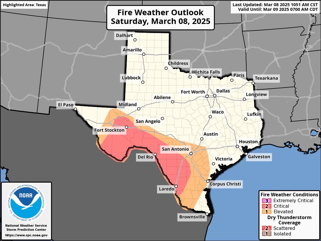 Texas - ⚠️🔥 CRITICAL FIRE DANGER TODAY across parts of the Big Bend to ...