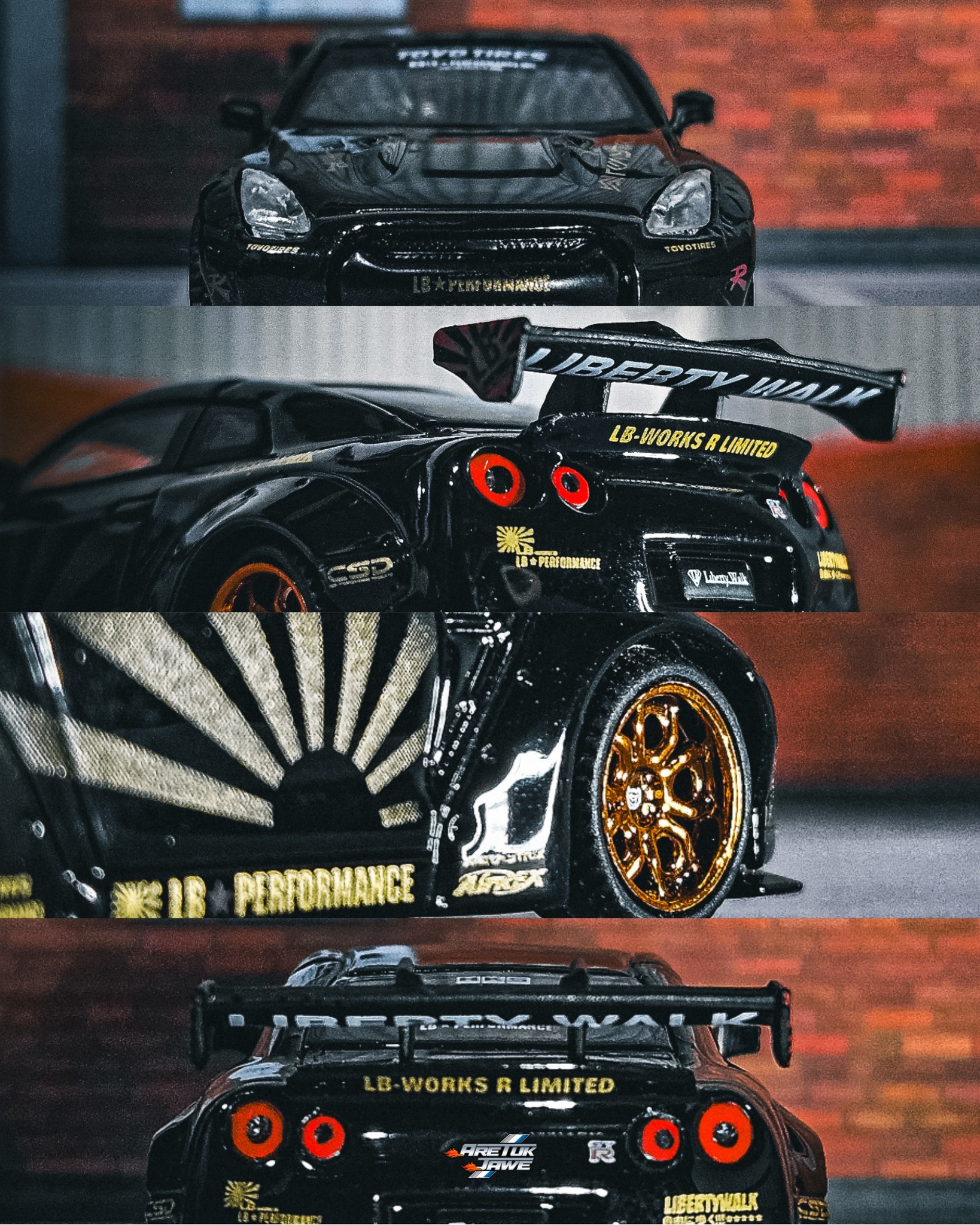 Nissan GT-R R35 model with copper wheels