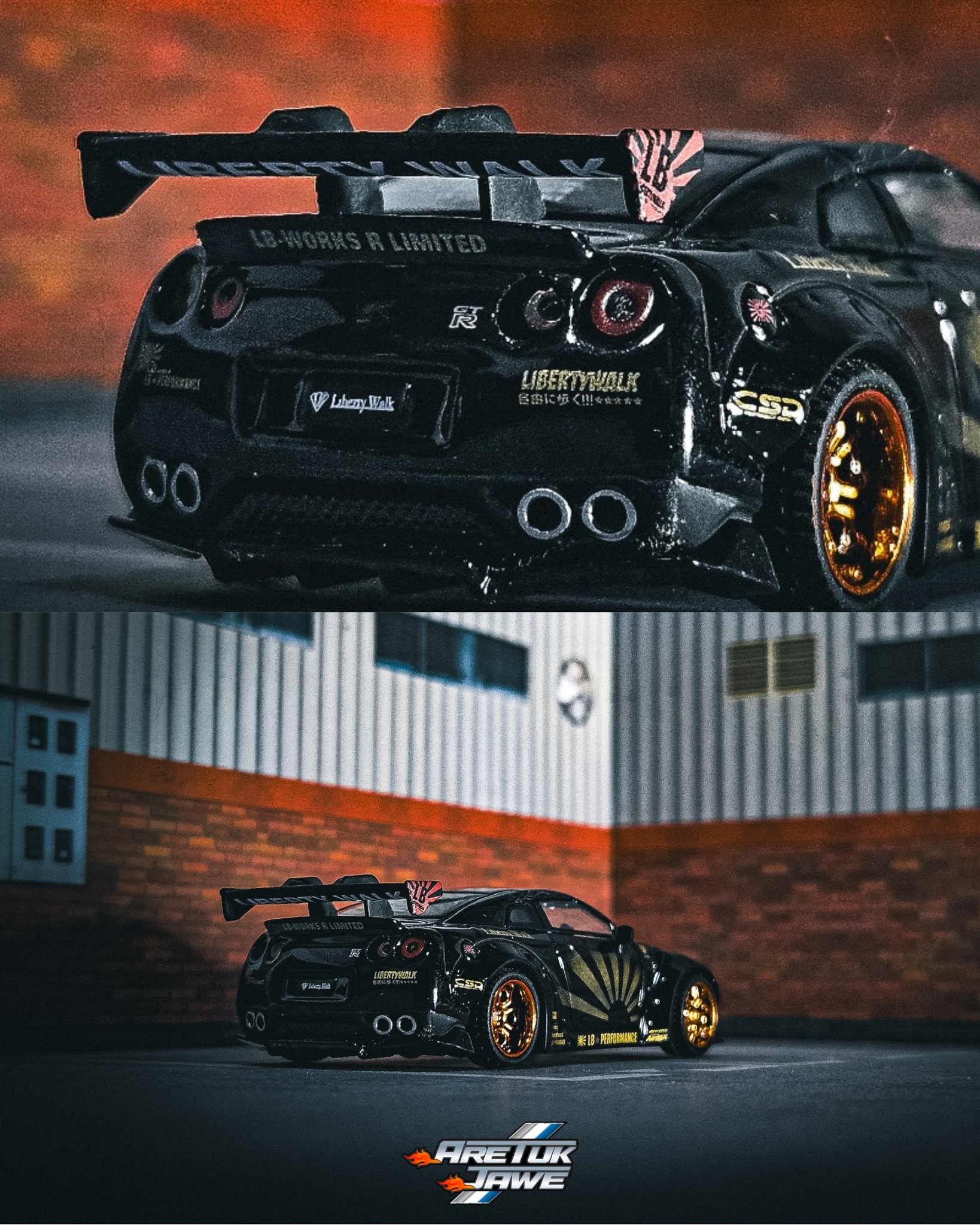 Nissan GT-R R35 model with copper wheels