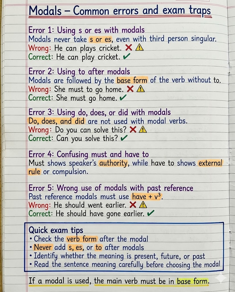 English - Modals – Common Errors Students Must Avoid This page ...