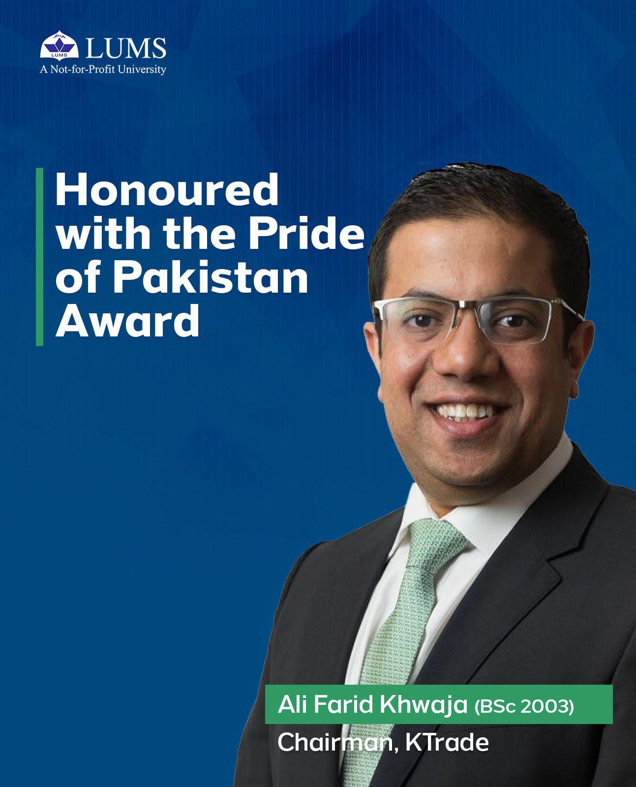 LUMS - We are proud to celebrate our alumnus, Ali Farid... | Facebook