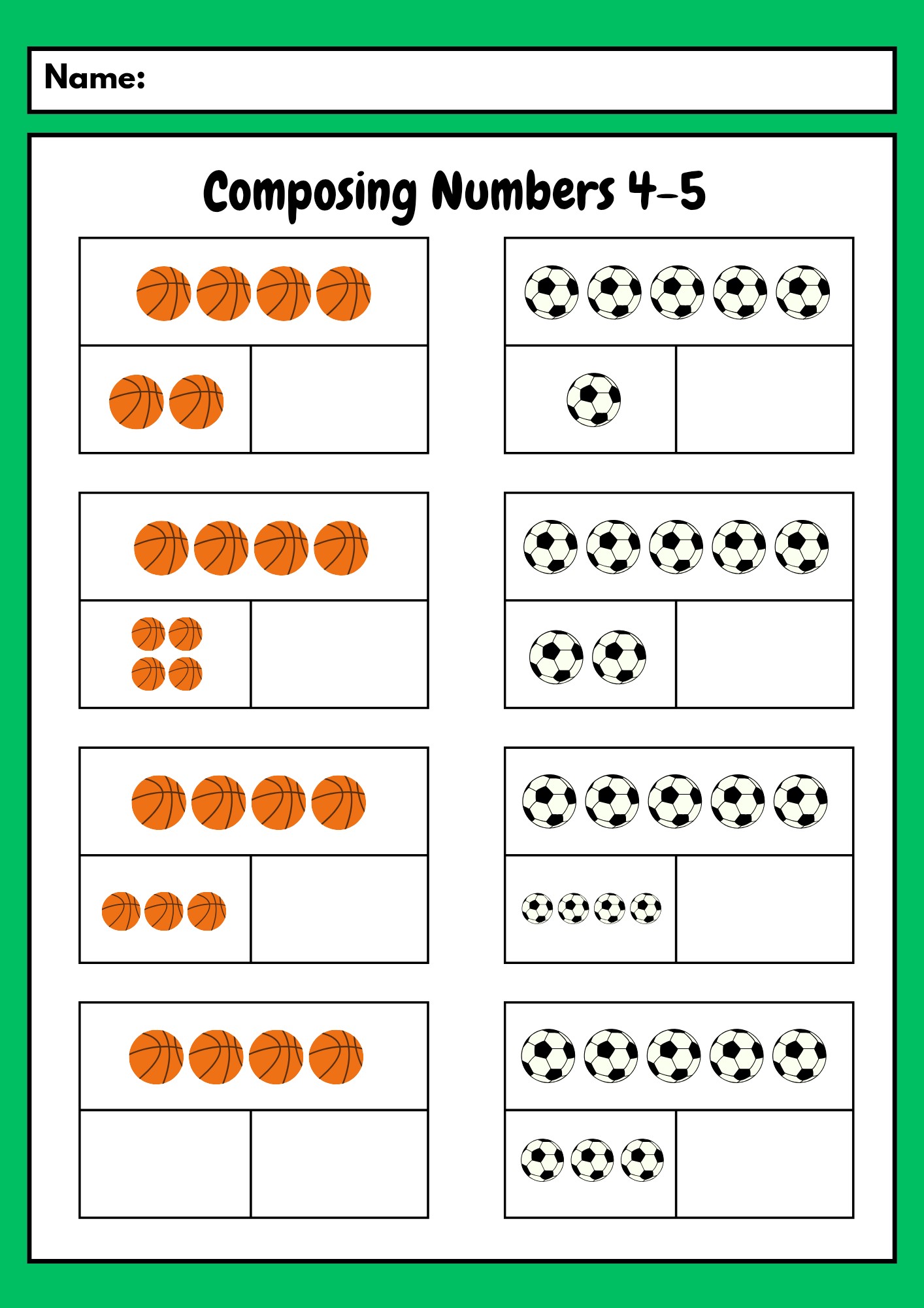Kids - 🔢 Composing Numbers with balls! This hands-on worksheet helps ...