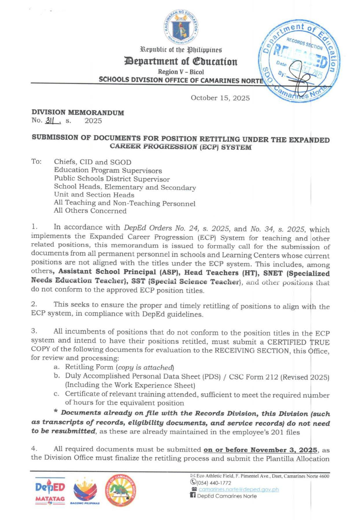 Deped Camarines Norte Issued memo... - Sir Francis Francis TV | Facebook